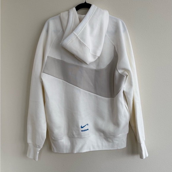 Men's Nike White/Gray Sportswear Swoosh Tech Fleece Pullover Hoodie - Picture 3 of 4